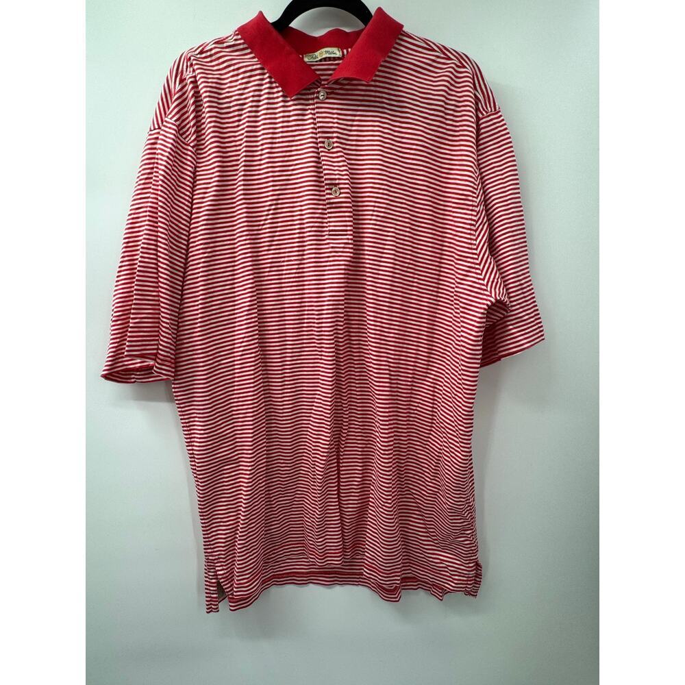 Peter Millar Red‎ & White Striped Double Mercerized Cotton Golf Polo Men's XXL